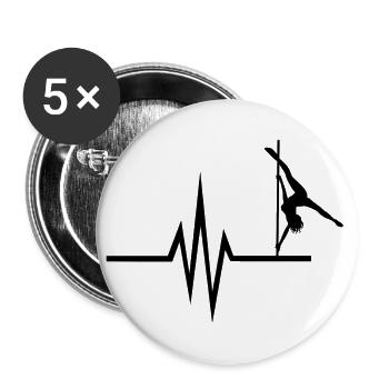 My heart beats for Pole Dance - Poledance Dance - Buttons large 2.2''/56 mm (5-pack) - white - Front