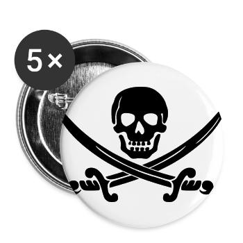 pirate ship boat pirat piratenschiff schiff skull1 - Buttons groß 56 mm (5er Pack) - Weiß - Vorne