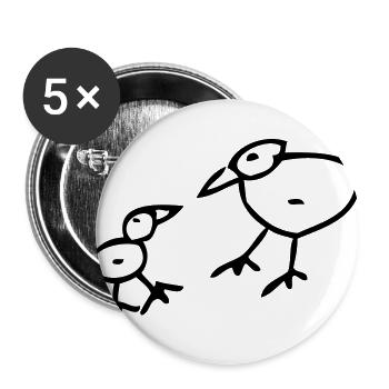 Vogel - Buttons groß 56 mm (5er Pack) - Weiß - Vorne