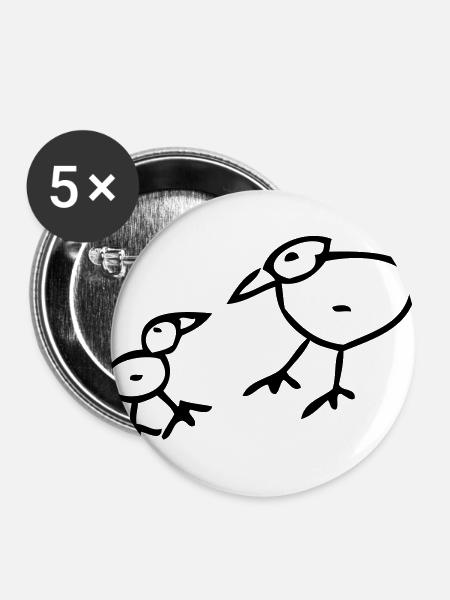Vogel - Buttons groß 56 mm (5er Pack) - Weiß
