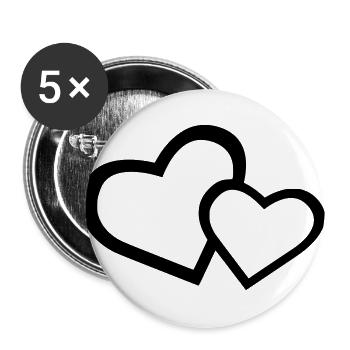 cœur - Lot de 5 grands badges (56 mm) - blanc - Devant