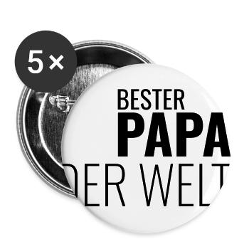 BESTER PAPA DER WELT - Buttons groß 56 mm (5er Pack) - Weiß - Vorne