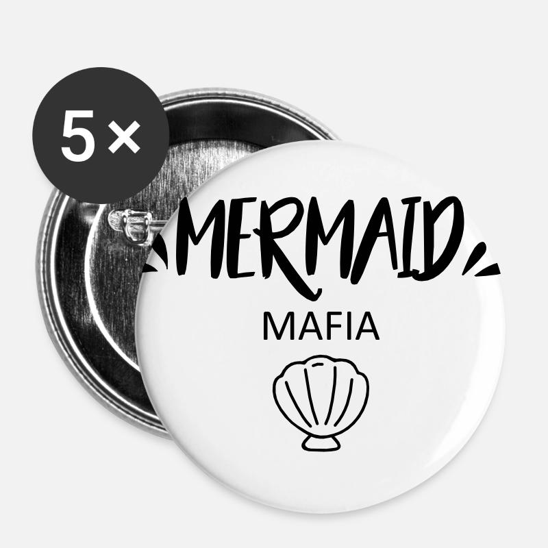 Mermaid mafia - Buttons large 2.2''/56 mm (5-pack) - white