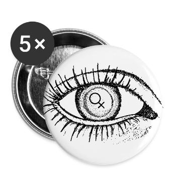 Feministische Auge - Buttons groß 56 mm (5er Pack) - Weiß - Vorne