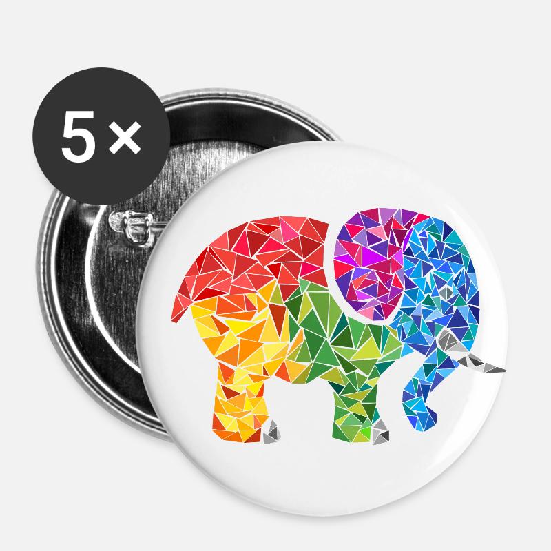 Elephant - Buttons large 2.2''/56 mm (5-pack) - white