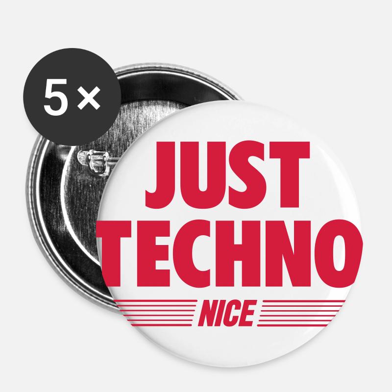 Just techno - Buttons large 2.2''/56 mm (5-pack) - white