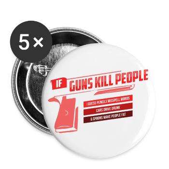 Weapons gun fool I love gun gun gifts - Buttons large 2.2''/56 mm (5-pack) - white - Front