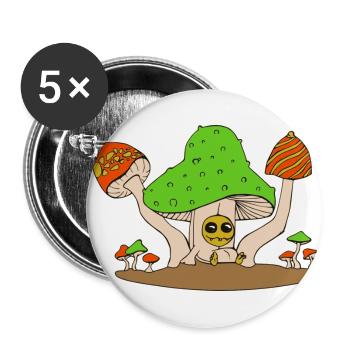 pilz party - Buttons groß 56 mm (5er Pack) - Weiß - Vorne