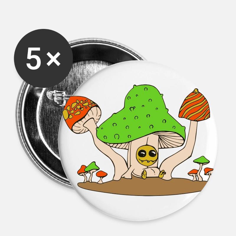 pilz party - Buttons groß 56 mm (5er Pack) - Weiß