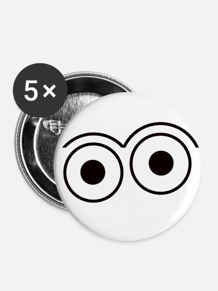 Offene Augen (2) - Buttons groß 56 mm (5er Pack) - Weiß