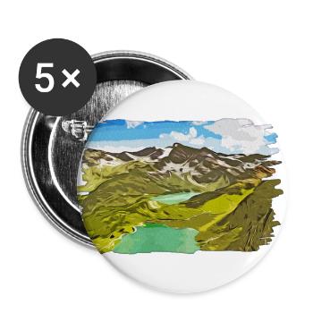 gxp alpine view mountains vector art - Buttons large 2.2''/56 mm (5-pack) - white - Front