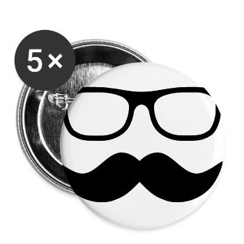 moustache - Lot de 5 grands badges (56 mm) - blanc - Devant