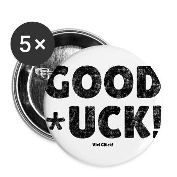 Good *! luck saying in German: Good luck! - Buttons large 2.2''/56 mm (5-pack) - white - Front