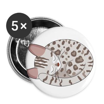 Bengal Kätzchen Katze - Buttons groß 56 mm (5er Pack) - Weiß - Vorne