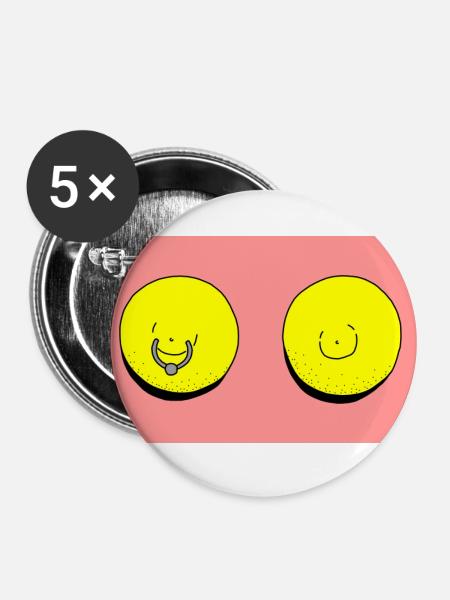 zitrone piercing rot - Buttons groß 56 mm (5er Pack) - Weiß