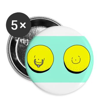 lemon piercing turquoise - Buttons large 2.2''/56 mm (5-pack) - white - Front