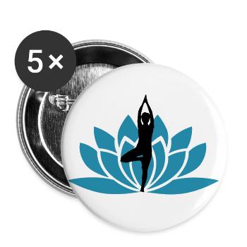 Namaste Lotus Blüte / Geschenk Idee - Buttons groß 56 mm (5er Pack) - Weiß - Vorne