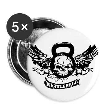 kettlebell skull - Buttons large 2.2''/56 mm (5-pack) - white - Front