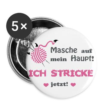 Stricken - Buttons groß 56 mm (5er Pack) - Weiß - Vorne