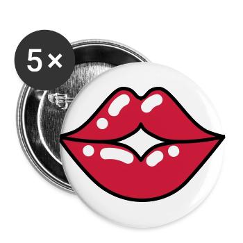 71 Kiss mouth lips - Buttons large 2.2''/56 mm (5-pack) - white - Front