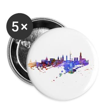 Hamburg Skyline - Buttons groß 56 mm (5er Pack) - Weiß - Vorne