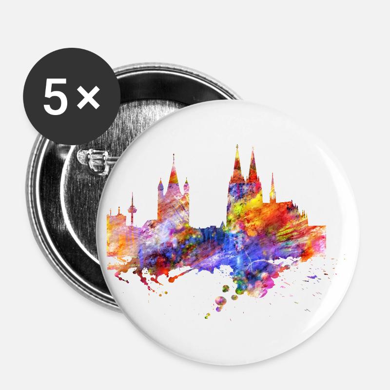 Cologne skyline - Buttons large 2.2''/56 mm (5-pack) - white