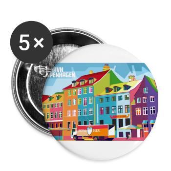 DK-Shirts Nyhavn Pop-Art - Buttons groß 56 mm (5er Pack) - Weiß - Vorne
