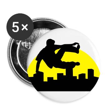 Freerunning, free running, free runner - Lot de 5 grands badges (56 mm) - blanc - Devant