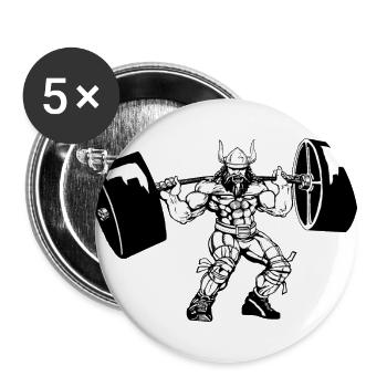 Wikinger Viking Bodybuilder Training Gym - Buttons large 2.2''/56 mm (5-pack) - white - Front
