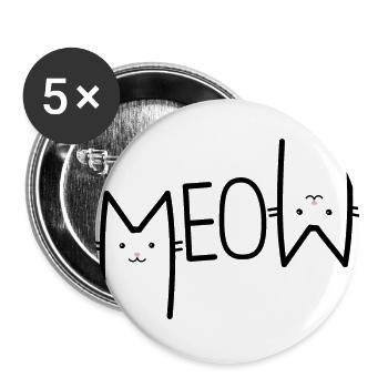 MEOW - CAT - Buttons large 2.2''/56 mm (5-pack) - white - Front