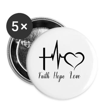 Foi espoir amour - Lot de 5 grands badges (56 mm) - blanc - Devant