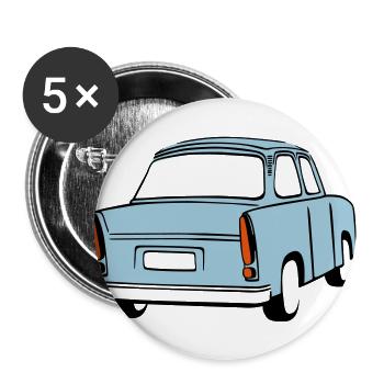 Trabi  bleu ciel - Lot de 5 grands badges (56 mm) - blanc - Devant