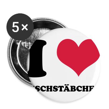 I Love Fischstäbchen - Buttons groß 56 mm (5er Pack) - Weiß - Vorne