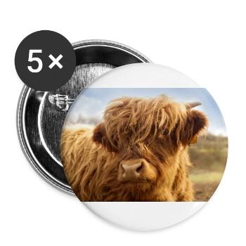 Little cow, brown calf looks at the camera - Buttons large 2.2''/56 mm (5-pack) - white - Front