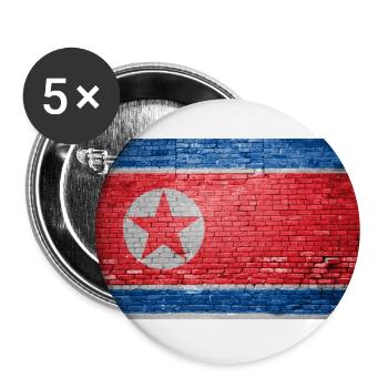 Drapeau de la Corée du Nord Graffiti sur mur de briques - Lot de 5 grands badges (56 mm) - blanc - Devant
