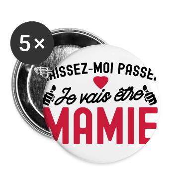 je vais être mamie - Lot de 5 grands badges (56 mm) - blanc - Devant