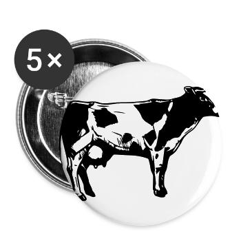 Kuh-Logo - Buttons groß 56 mm (5er Pack) - Weiß - Vorne