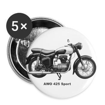 Simson AWO 425 Sport Oldtimer DDR Suhl Awtowelo - Buttons groß 56 mm (5er Pack) - Weiß - Vorne