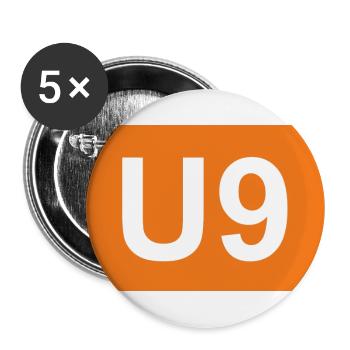 Berlin U-Bahn U9 - Buttons groß 56 mm (5er Pack) - Weiß - Vorne