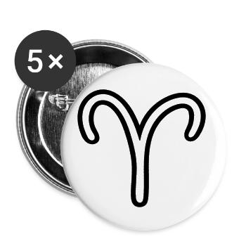 Widder Minimal Sternzeichen Symbol - Buttons groß 56 mm (5er Pack) - Weiß - Vorne