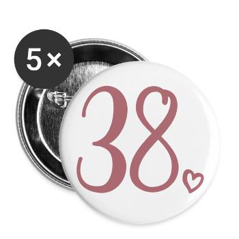 Cute Number 38, 38 Years Old, 38th Birthday Gift - Buttons large 2.2''/56 mm (5-pack) - white - Front