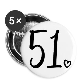 Cute Number 51, 51 Years Old, 51st Birthday Gift - Buttons large 2.2''/56 mm (5-pack) - white - Front