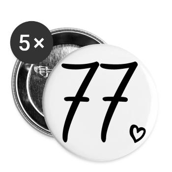Mignon numéro 77, 77 ans, cadeau de 77e anniversaire - Lot de 5 grands badges (56 mm) - blanc - Devant