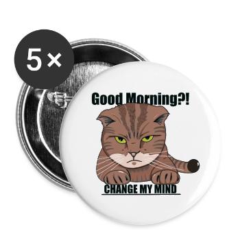 Good Morning Cat - Grumpy - Buttons large 2.2''/56 mm (5-pack) - white - Front