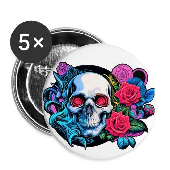 Skulls 'n' Roses - The Buket - Buttons groß 56 mm (5er Pack) - Weiß - Vorne