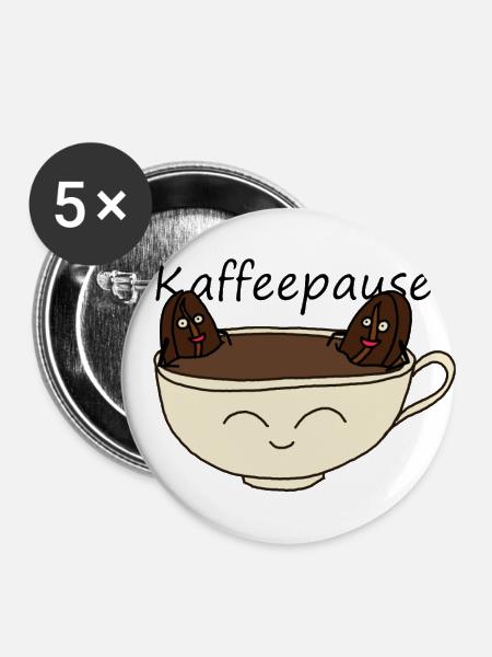Kaffeepause - Buttons groß 56 mm (5er Pack) - Weiß