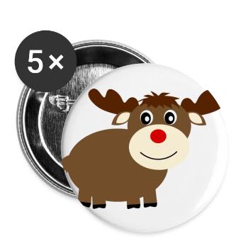 Rentier Elche Weihnachten - Buttons groß 56 mm (5er Pack) - Weiß - Vorne