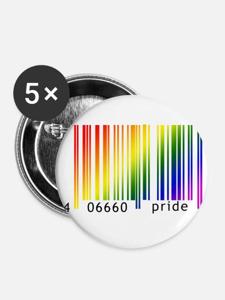 Devil Rainbow Pride - Buttons groß 56 mm (5er Pack) - Weiß