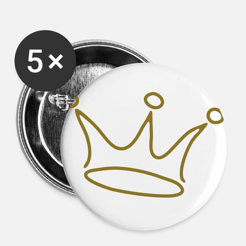 crown gold - Buttons large 2.2''/56 mm (5-pack) - white