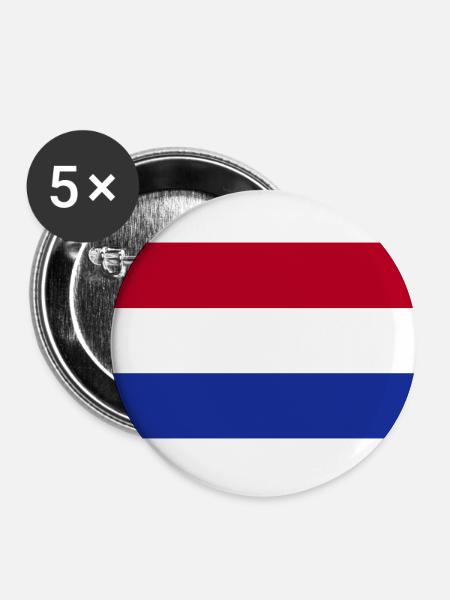 Niederlande - Buttons groß 56 mm (5er Pack) - Weiß